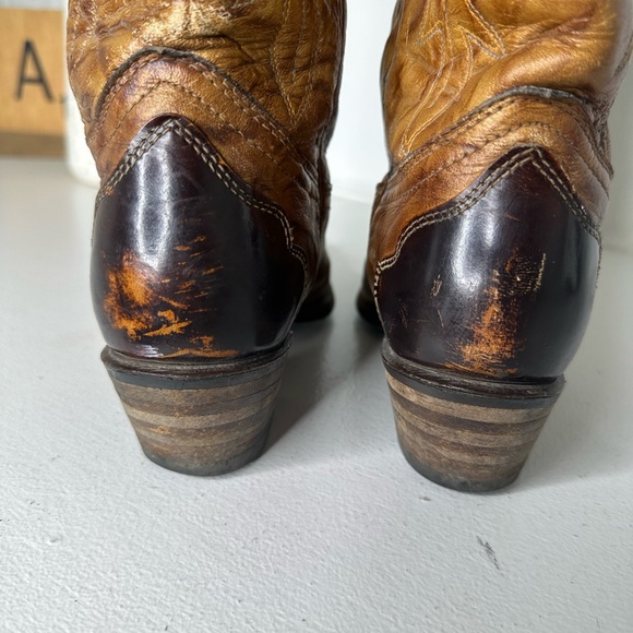 Vintage Texas Country Western Boots | Two-Tone Brown Leather | Women’s Size 6 - Picture 8 of 11